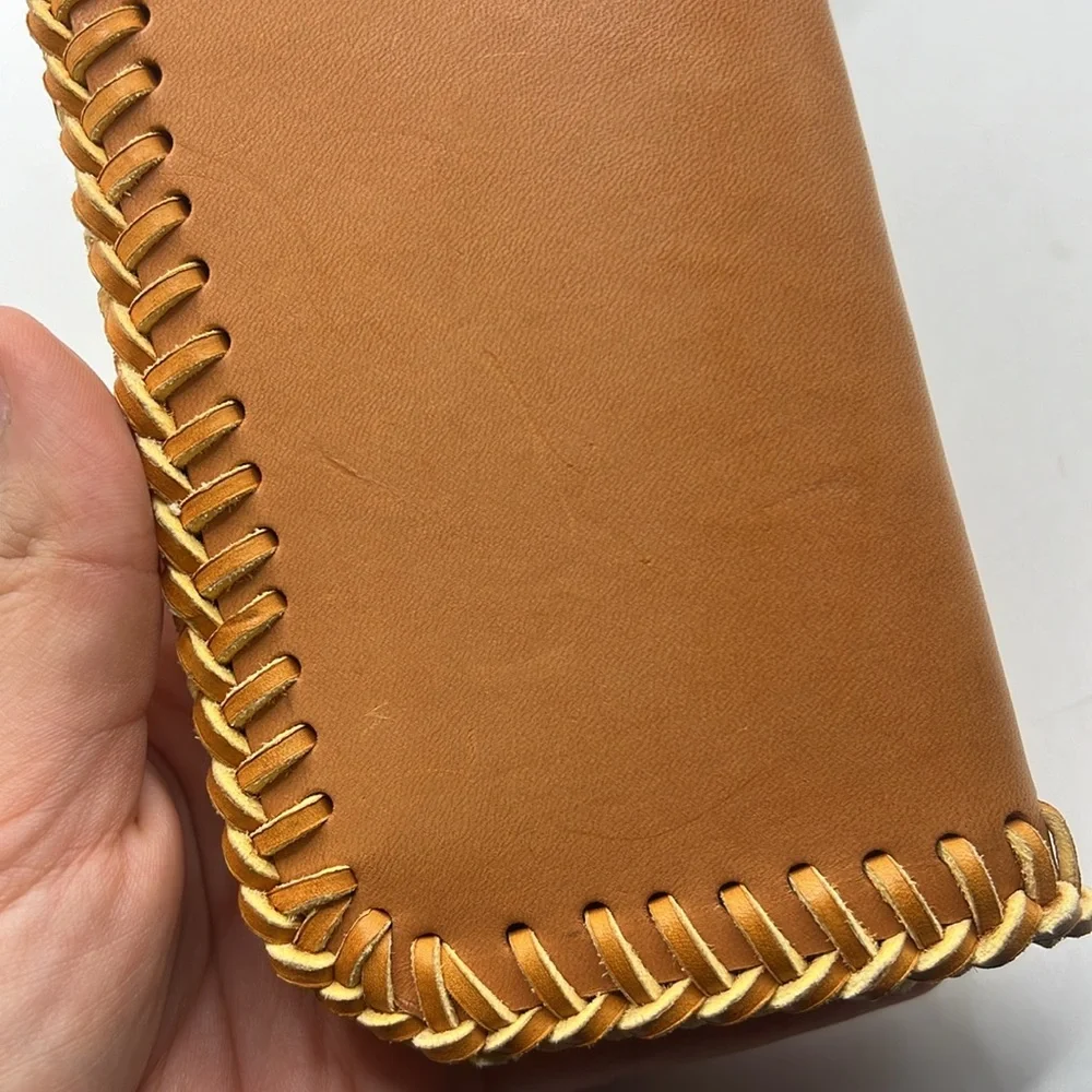 Tooled Leather Wallet Case Checkbook Receipt Coupons Business Cards Key Holder